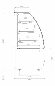 Витрина нейтральная Carboma K70 N 1,3-1 LIGHT 9005 (версия 2.0)