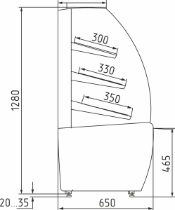 Витрина хлебная Carboma K70 N 1,3-1 LIGHT Bread 0013-0430 (со стеклом)