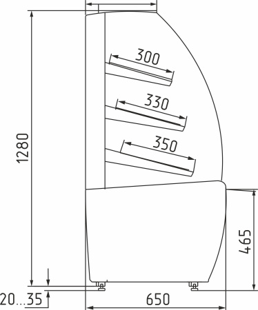Витрина хлебная Carboma K70 N 0,9-2 LIGHT Bread 0011-9005 (без стекла)
