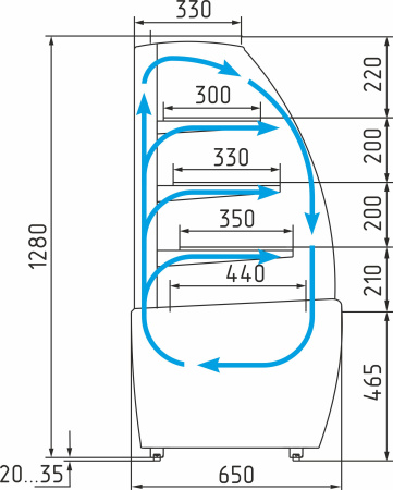 Витрина кондитерская Carboma K70 VM 1,3-1 LIGHT 0011-9005 (ВХСв-1,3д ТЕХНО)