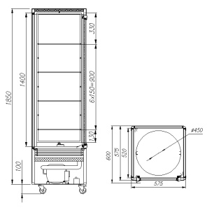 Витрина кондитерская Carboma D4 VM 400-2 1015-0102 (R400Свр бежево-коричневый)